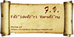 Földvári Varsány névjegykártya